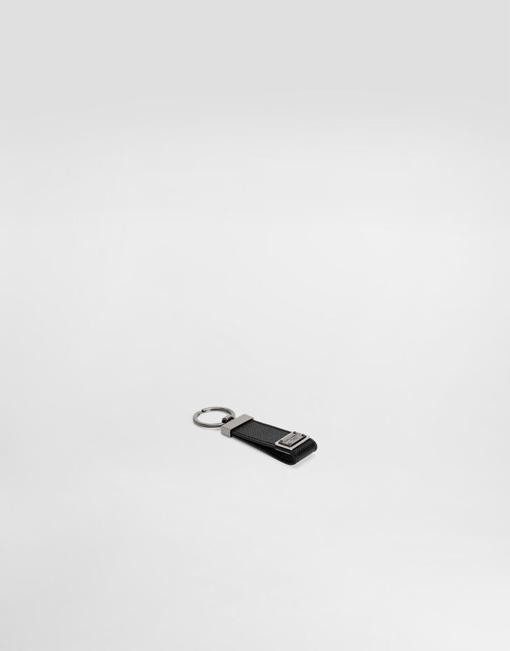 Dolce & Gabbana Calfskin key chain with logo tag Black BP1371AG219