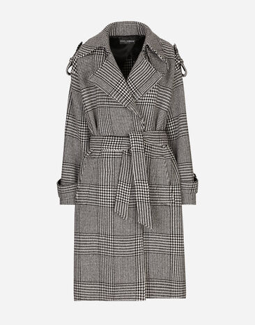 Dolce & Gabbana Houndstooth check wool trench coat Multicolor F0E2DTFQMKH