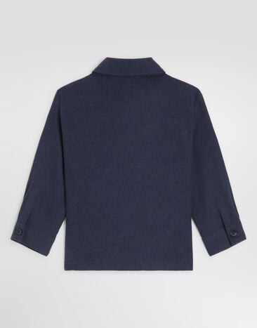 Dolce & Gabbana Melange flannel shirt with patch Grey L15S12FU5ZI