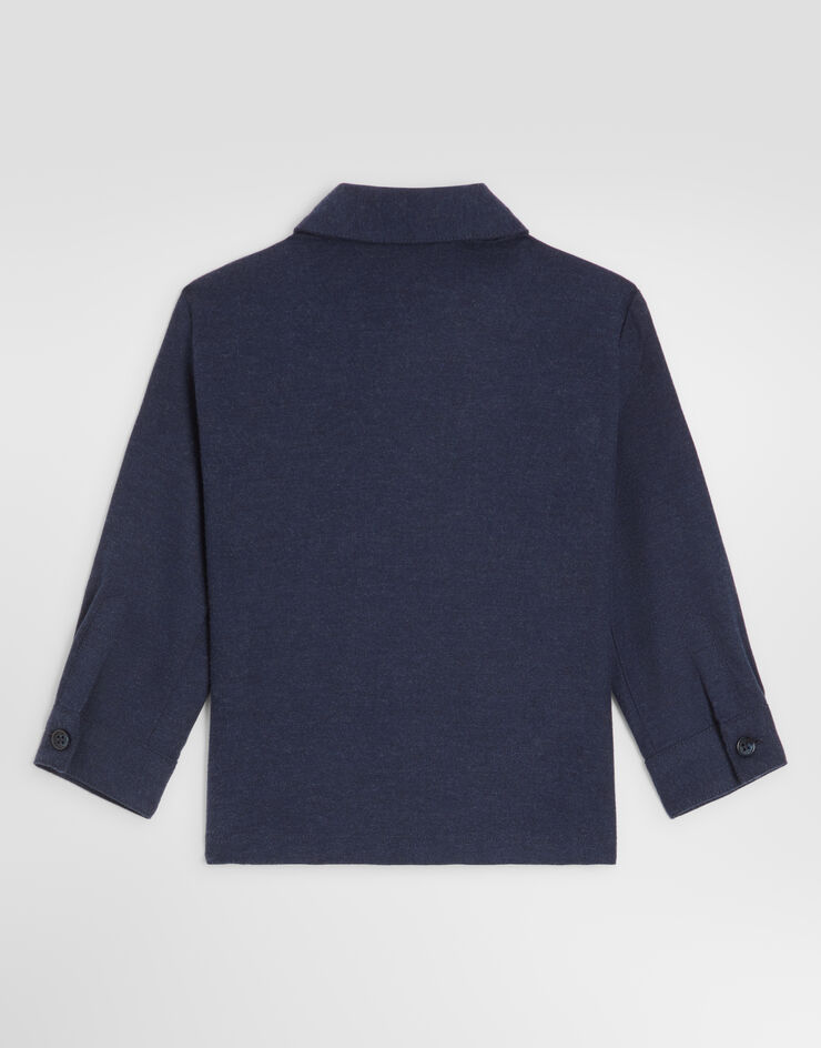 Dolce & Gabbana Melange flannel shirt with patch Grey L15S12FU5ZI