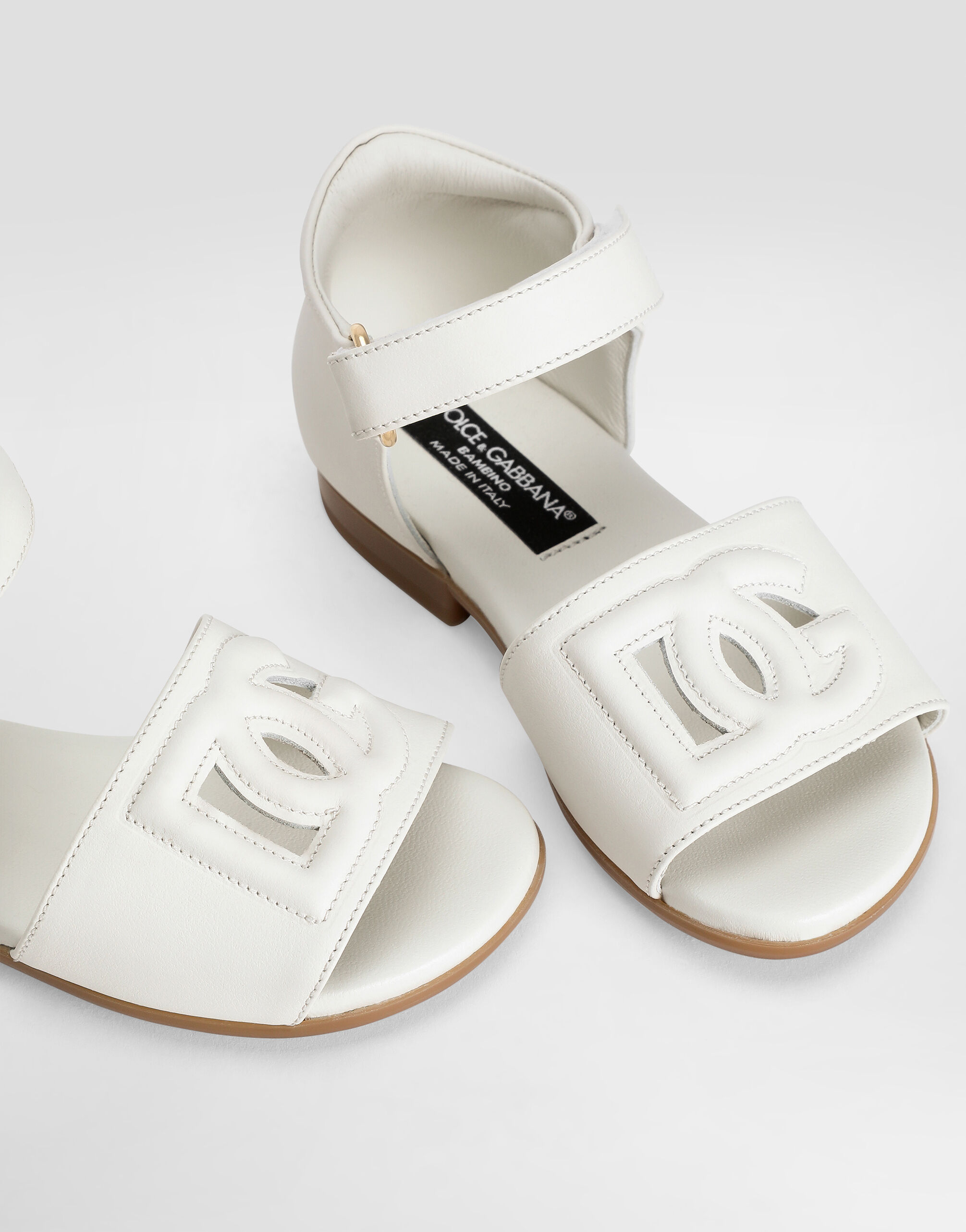 Dolce & Gabbana ホワイト ビジューサンダル Whiteのガールズ カーフスキン サンダル | Dolce&Gabbana®