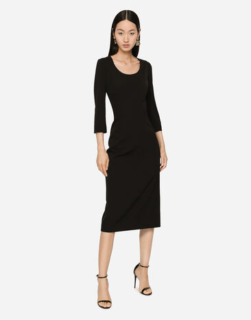 Dolce&Gabbana فستان صوف بطول الربلة أسود F6CNWTFUBGB