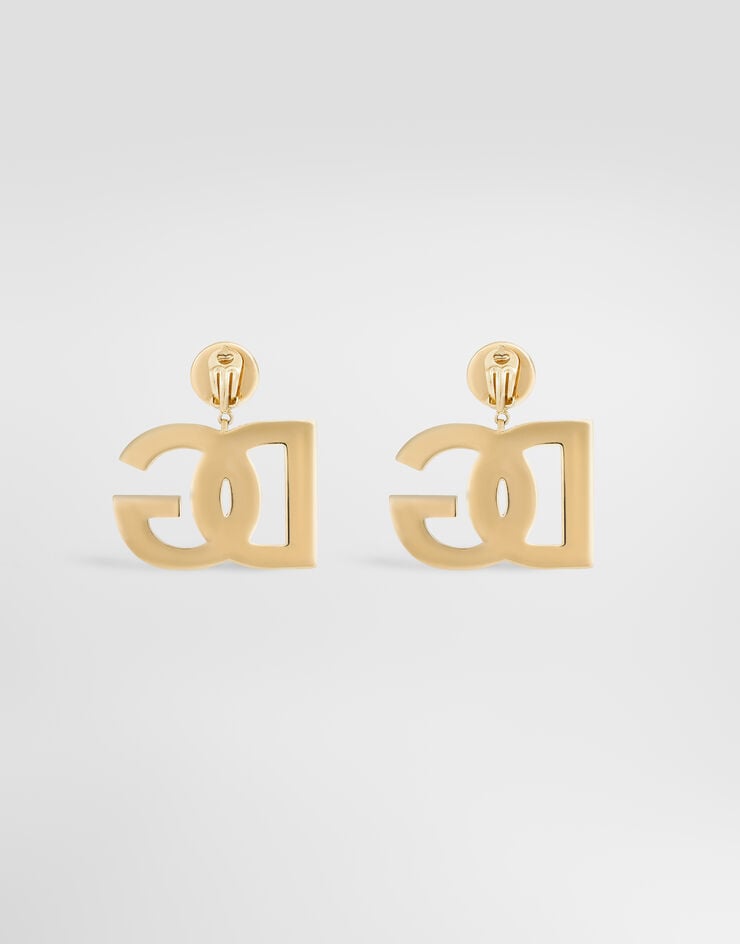 Dolce & Gabbana Pendientes de clip con logotipo DG Dorado WEN6P2W1111