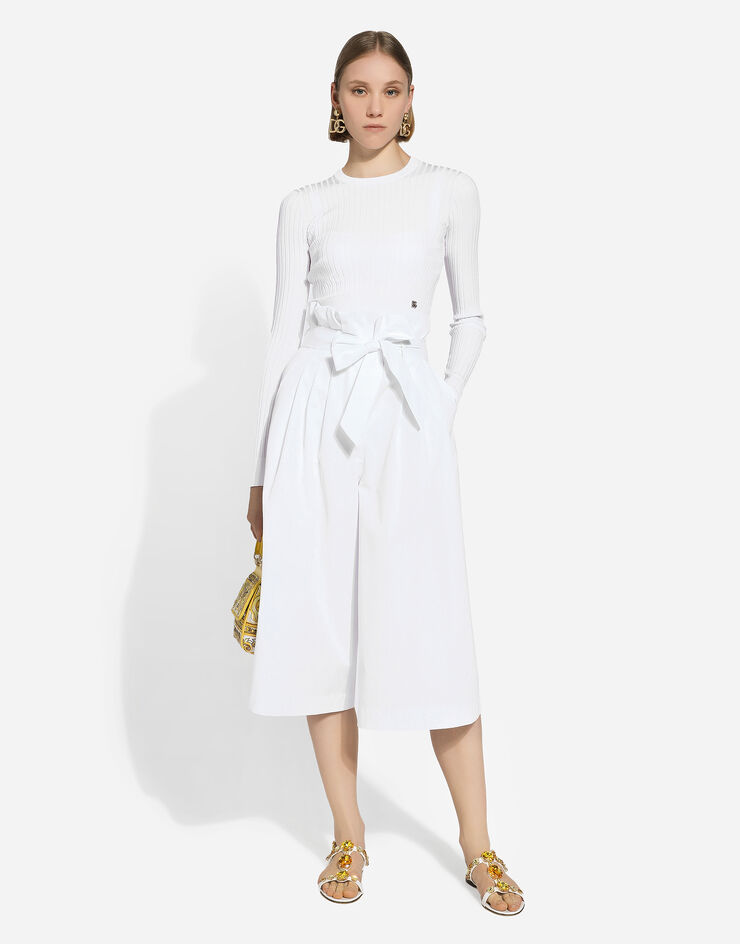 Dolce & Gabbana DG 로고 메탈 핀 디테일 비스코스 립 스웨터 화이트 FXX32TJFMDH