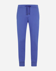Dolce & Gabbana Jersey jogging pants with branded plate Blue G9PD3TFU7DU