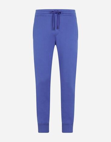 Dolce & Gabbana Jersey jogging pants with branded plate Blue GWDPATFU7DU