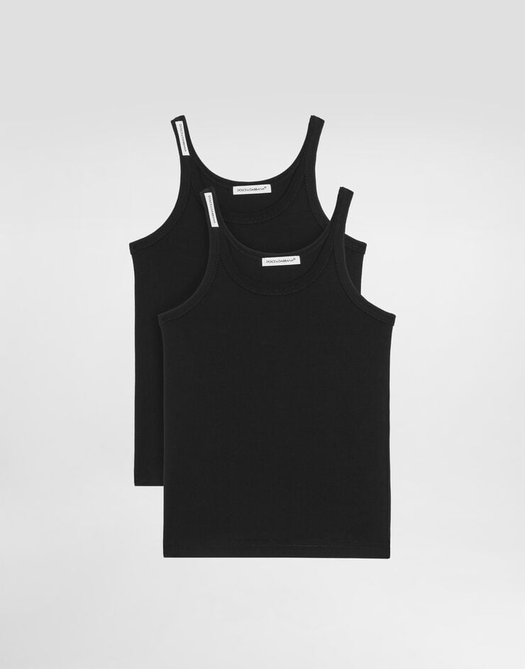 Dolce & Gabbana Short-sleeved jersey vest two-pack Black L4J702G7OCU