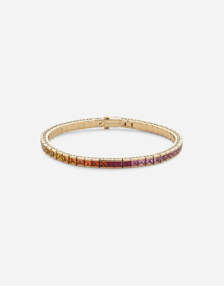 Dolce & Gabbana Pulsera de tenis en oro amarillo de 18 kt con zafiros multicolores Dorado WBQA5GWMIX1