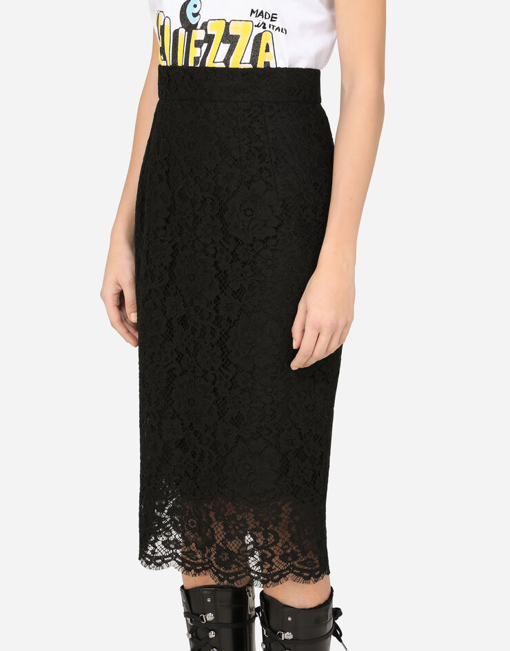 Dolce & Gabbana Falda de tubo longuette de encaje Negro F4BSQTHLMCK