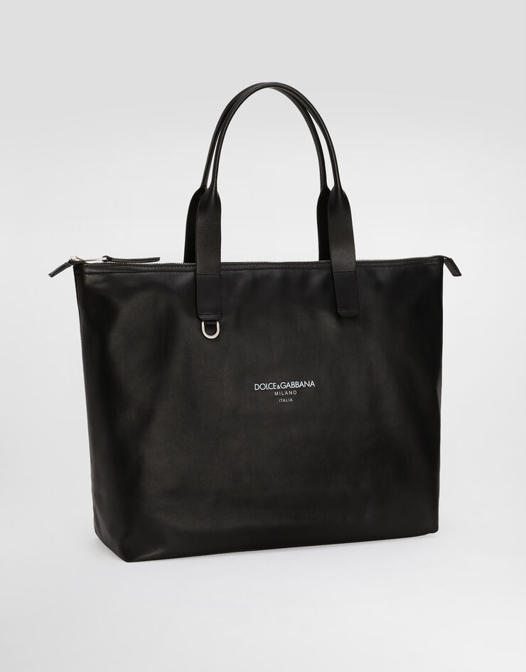 Dolce & Gabbana حقيبة تسوق متوسطة من جلد عجل أسود BM2375A6E48