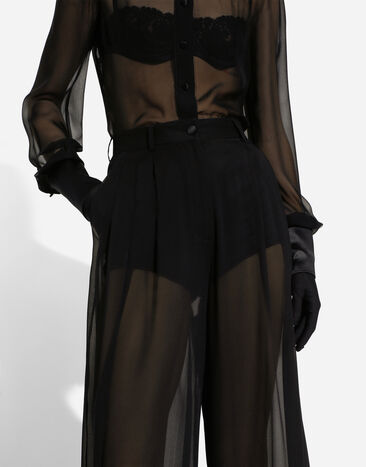 Dolce&Gabbana Silk chiffon wide-leg pants Black FTC0WTFUAA1