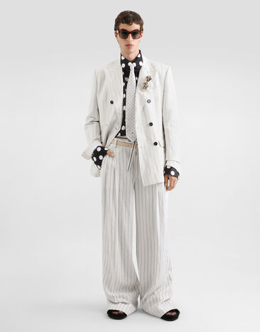 Dolce & Gabbana Double-breasted linen and wool jacket Multicolor G2QS7TFR3F0