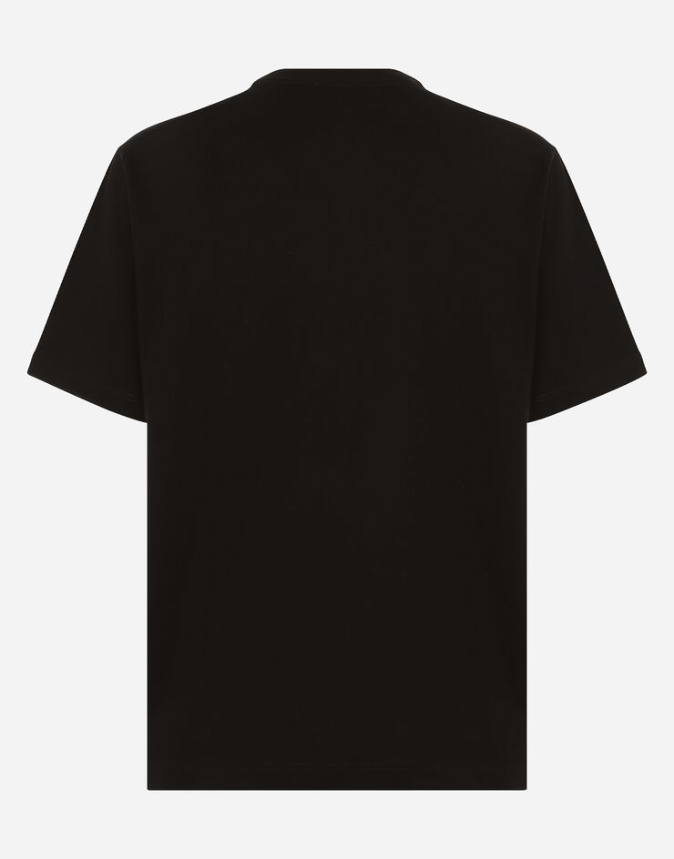Cotton interlock T-shirt with DG logo print in Black for Men | Dolce ...