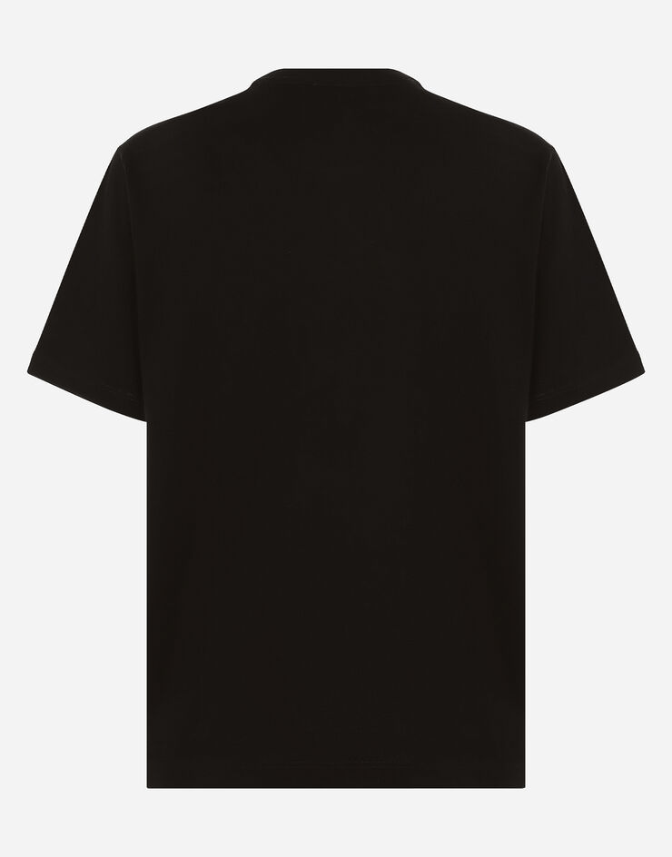 Dolce & Gabbana T-Shirt aus Baumwollinterlock DG-Logoprint Schwarz G8PN9TG7J6B