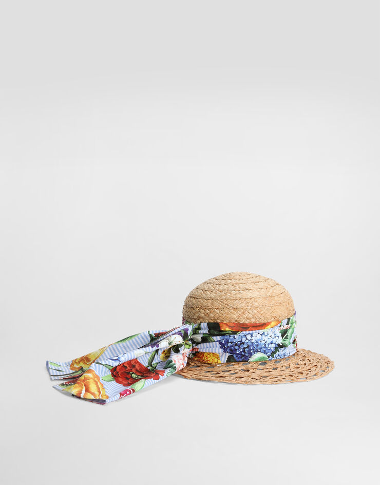 Dolce & Gabbana Floral-print straw and poplin hat Multicolor LB4H77G7O7R