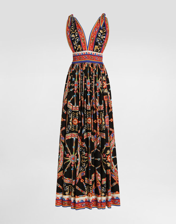 Dolce & Gabbana Carretto-print long poplin dress Multicolor F615ZTGDDTF