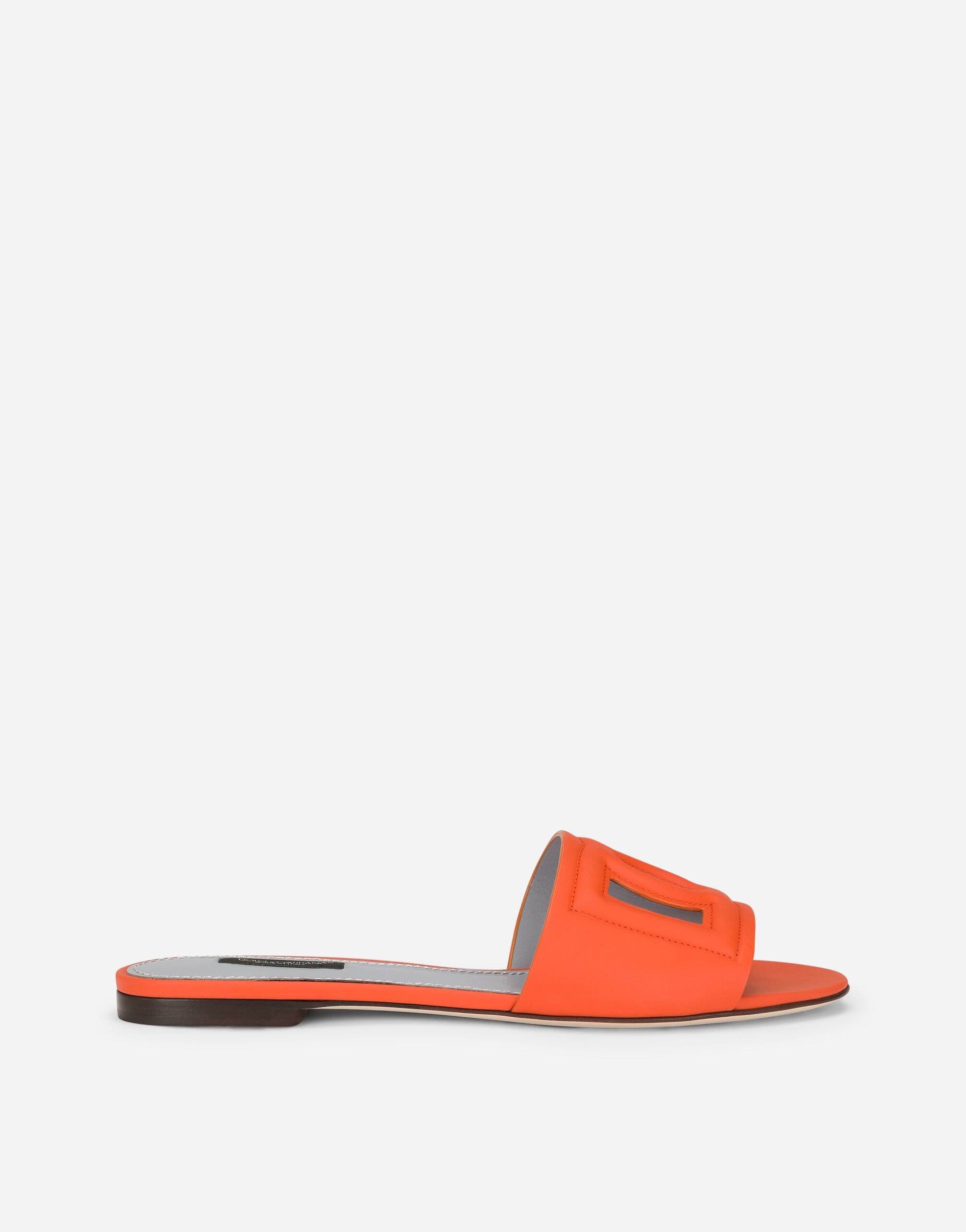 Dolce & Gabbana Calfskin slides with DG Millennials logo Orange CQ0436AO049