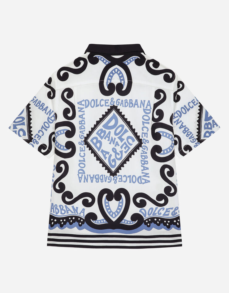 Dolce & Gabbana Рубашка из поплина с принтом в морском стиле лазурный L44S08G7L0J