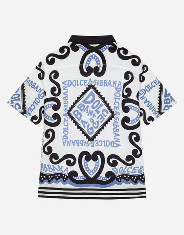 Dolce & Gabbana Camisa de popelina con estampado Marina Azul Claro L44S08G7L0J