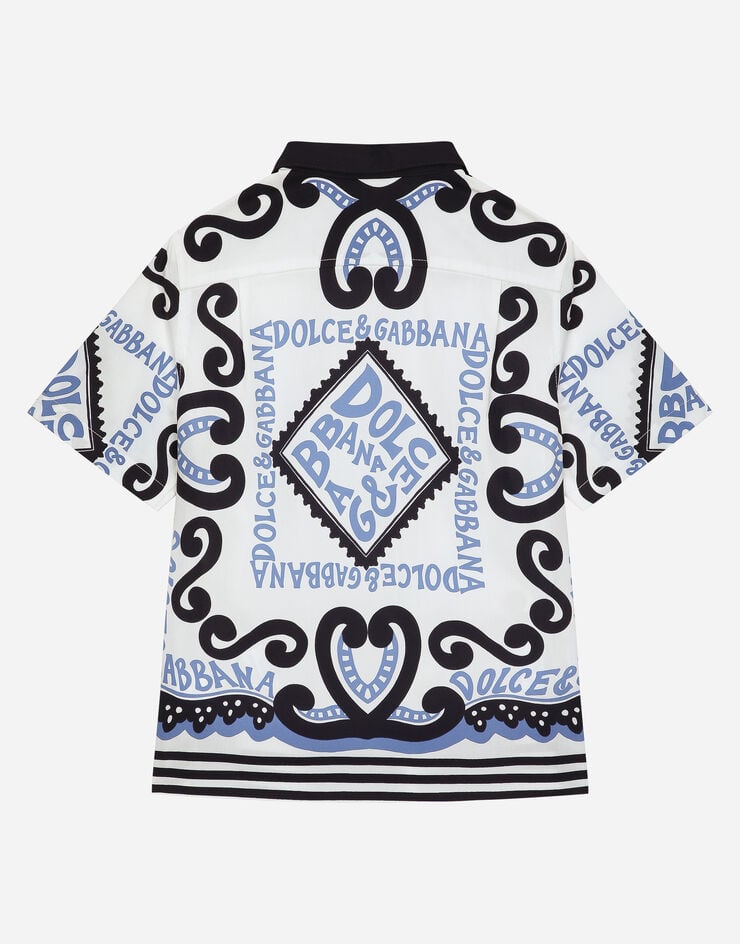 Dolce & Gabbana Camicia in popeline stampa marina Azzurro L44S08G7L0J