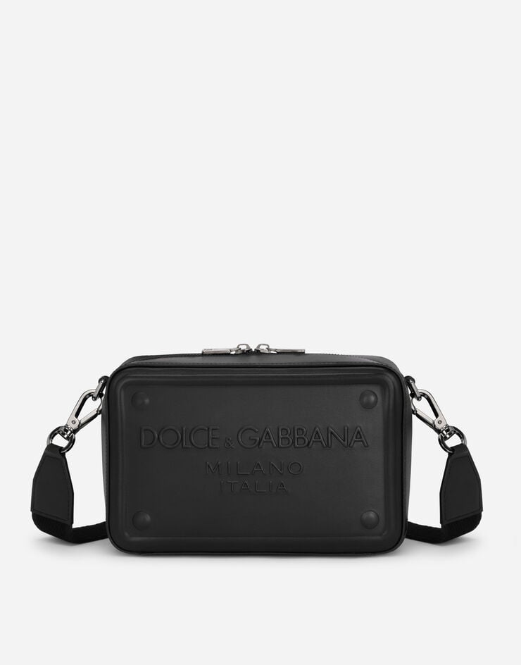 Dolce & Gabbana Sac à bandoulière en cuir de veau avec logo en relief Noir BM7329AG218