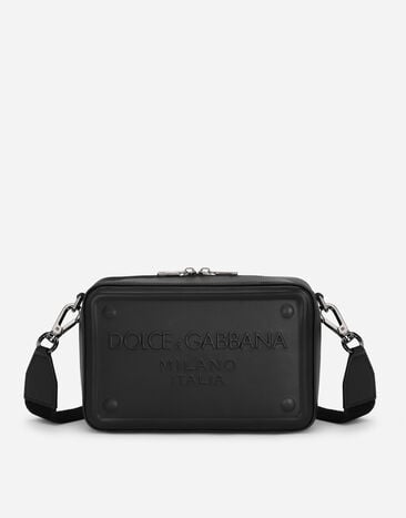 Dolce & Gabbana Bolso bandolera en piel de becerro con logotipo en relieve Marrón BM3004A1275