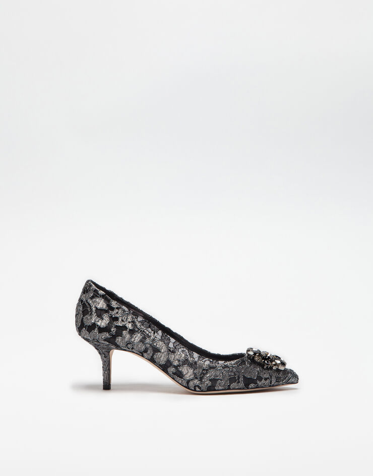 Dolce & Gabbana Lurex lace rainbow pumps with brooch detailing Grey CD0066AE637