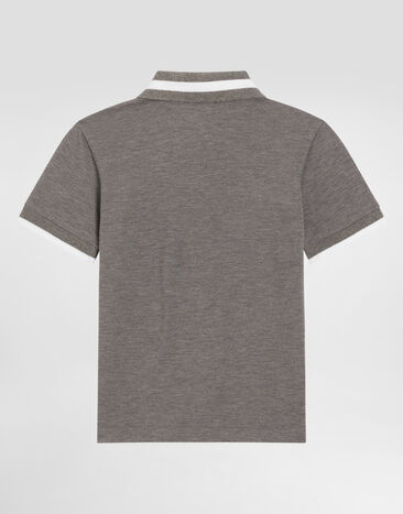Dolce & Gabbana Piqué polo shirt with Dolce&Gabbana embroidery Grey L4JTGWG7PFM