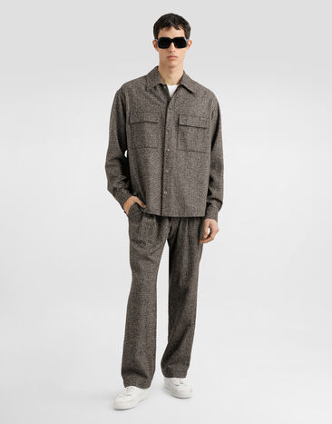Dolce & Gabbana Pantalón de chándal en mezcla de alpaca con motivo Príncipe de Gales Multicolor GP12RTFQMKD
