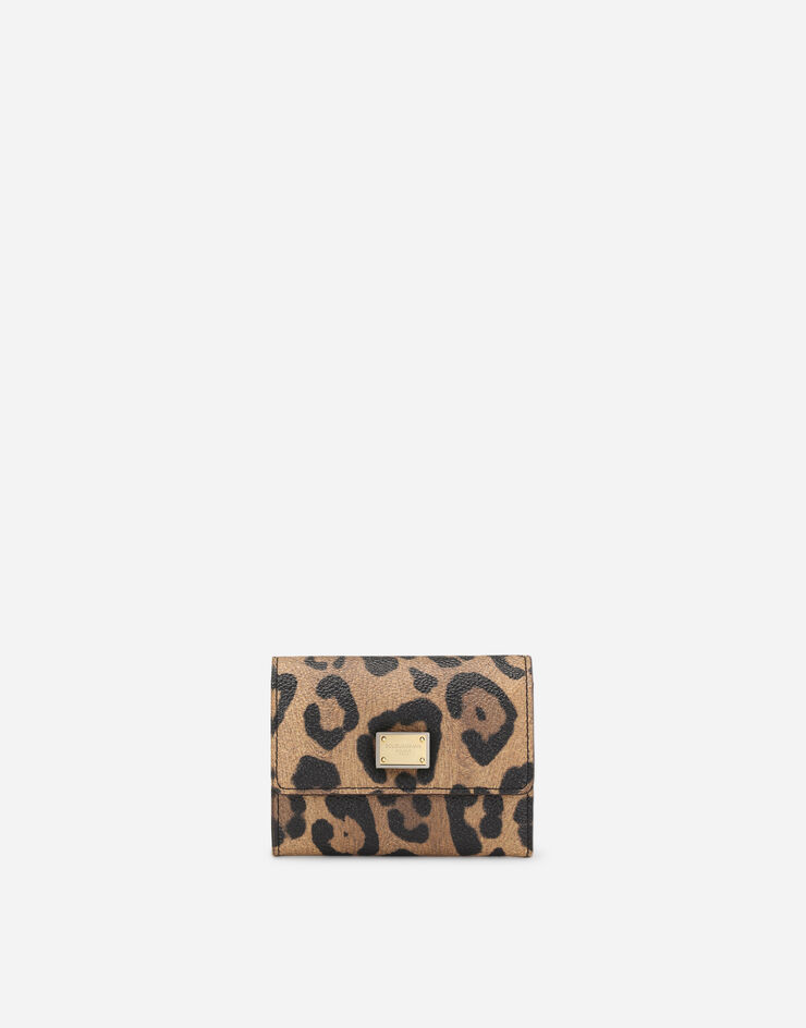 Dolce & Gabbana Münzbörse aus Crespo im Leoprint mit Logoplakette Mehrfarbig BI1368AW384