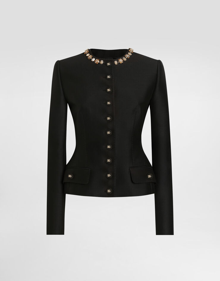 Dolce & Gabbana Single-breasted jacket in faille Black F27BIZFU3R1