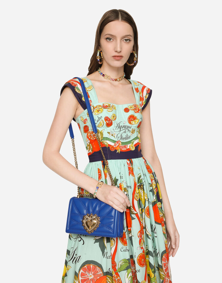 Dolce & Gabbana Medium Devotion bag in quilted nappa leather Blue BB7158AW437