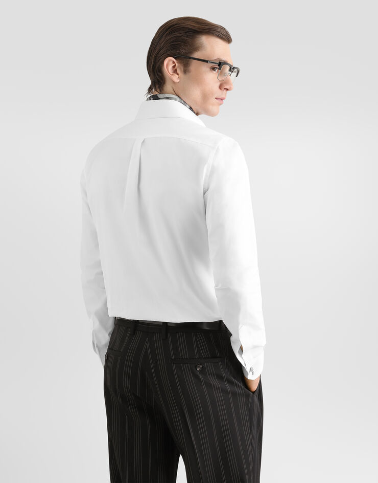 Dolce & Gabbana Poplin gold shirt with embroidery White G5NP9ZGK527