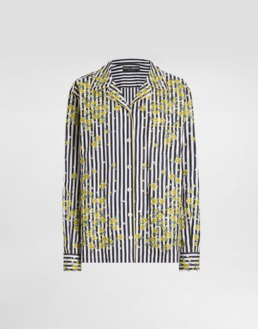 Dolce & Gabbana Poplin shirt with flower embroidery Multicolor F5U28ZGDDSR