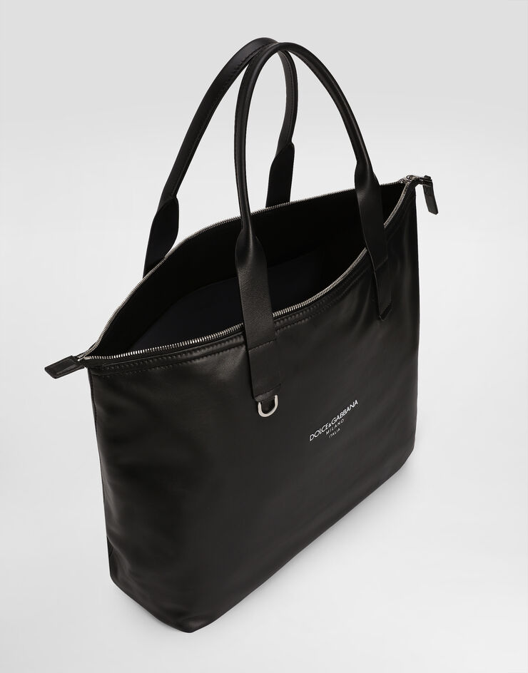 Dolce & Gabbana حقيبة تسوق متوسطة من جلد عجل أسود BM2375A6E48