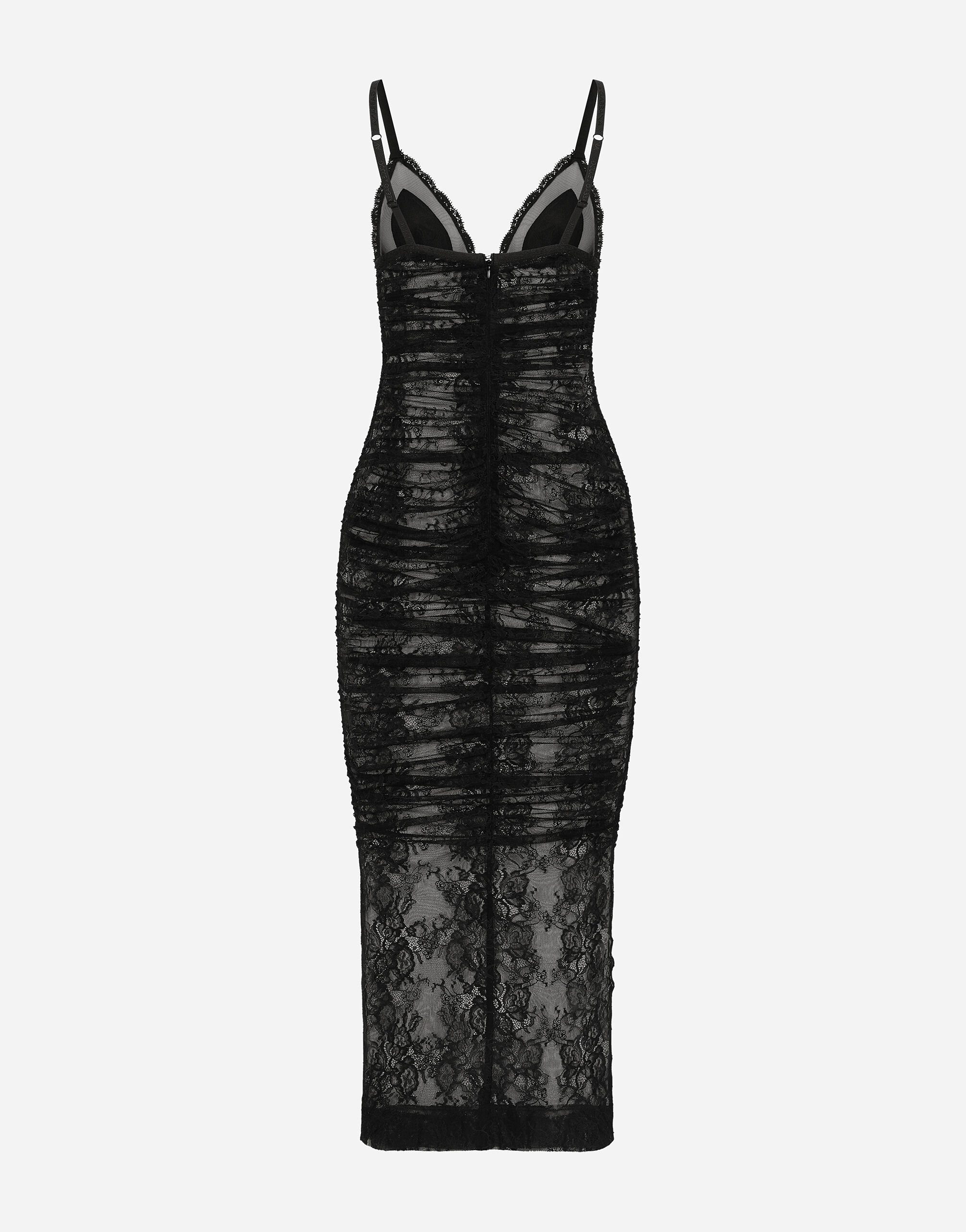 優れた品質 Calf-length stretch for Black in dress slip lace Chantilly ジャケット・アウター