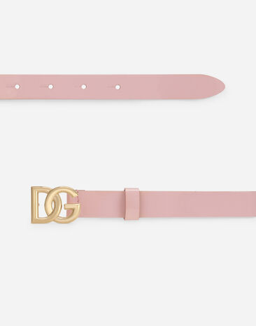 Dolce & Gabbana Patent leather belt with DG logo Pink EE0062A1471