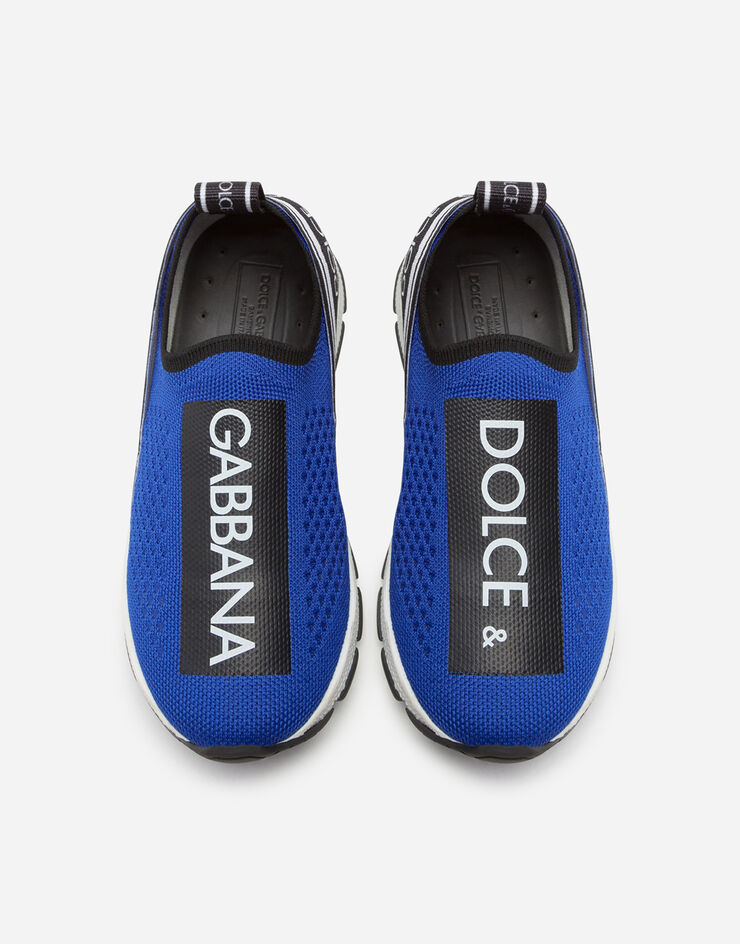 Sorrento slip-on sneakers with logo tape in Blue for Girls | Dolce&Gabbana®