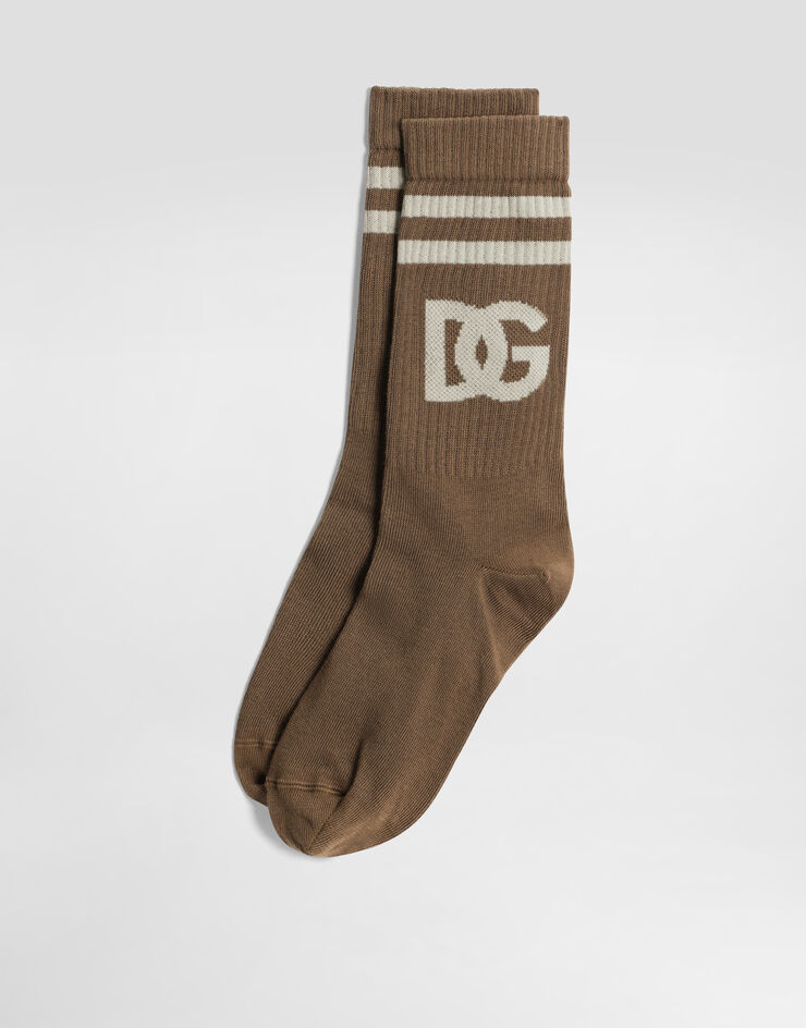 Dolce & Gabbana ロゴ ファインリブ コットン ソックス ベージュ GXS80TJFMLA