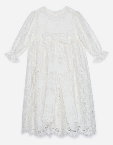 Dolce & Gabbana Vestido de manga larga y con encaje galon Blanco L0EGC5FU1IR