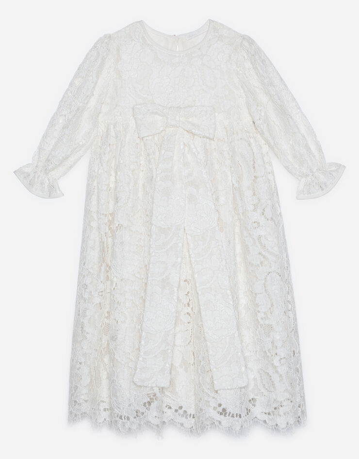 Dolce & Gabbana Vestido de manga larga y con encaje galon Blanco L0EGD1FLMKZ