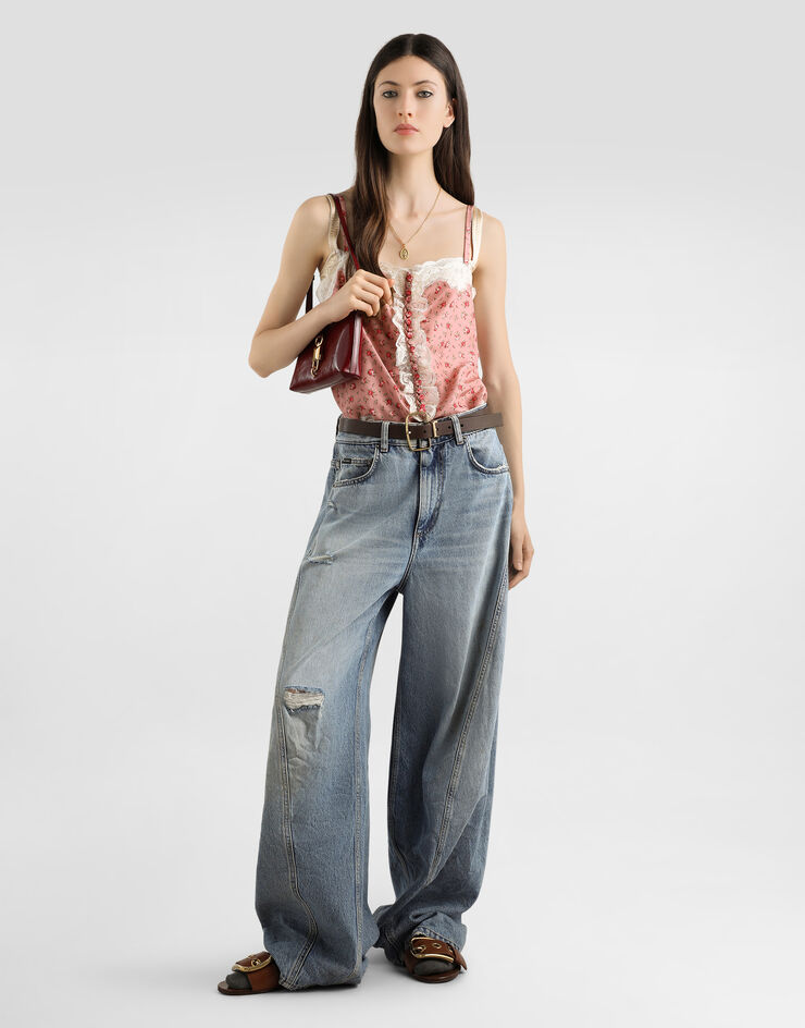 Dolce & Gabbana Small rose-print silk top Dolce & Gabbana Small rose-print silk top Multicolor F7BK5TIS10J