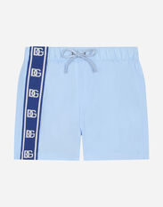 Dolce & Gabbana Nylon swim trunks with DG logo band Azul Claro L1J845G7L0N