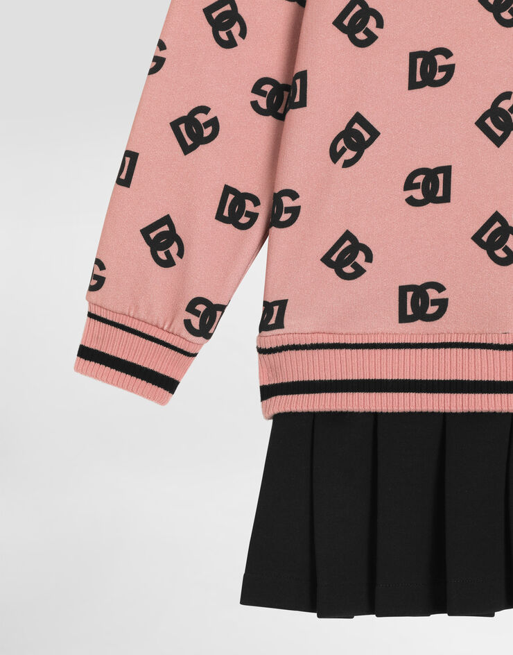 Dolce & Gabbana Robe molletonnée en interlock à imprimé logo DG Rose L5JD9OG7N9P