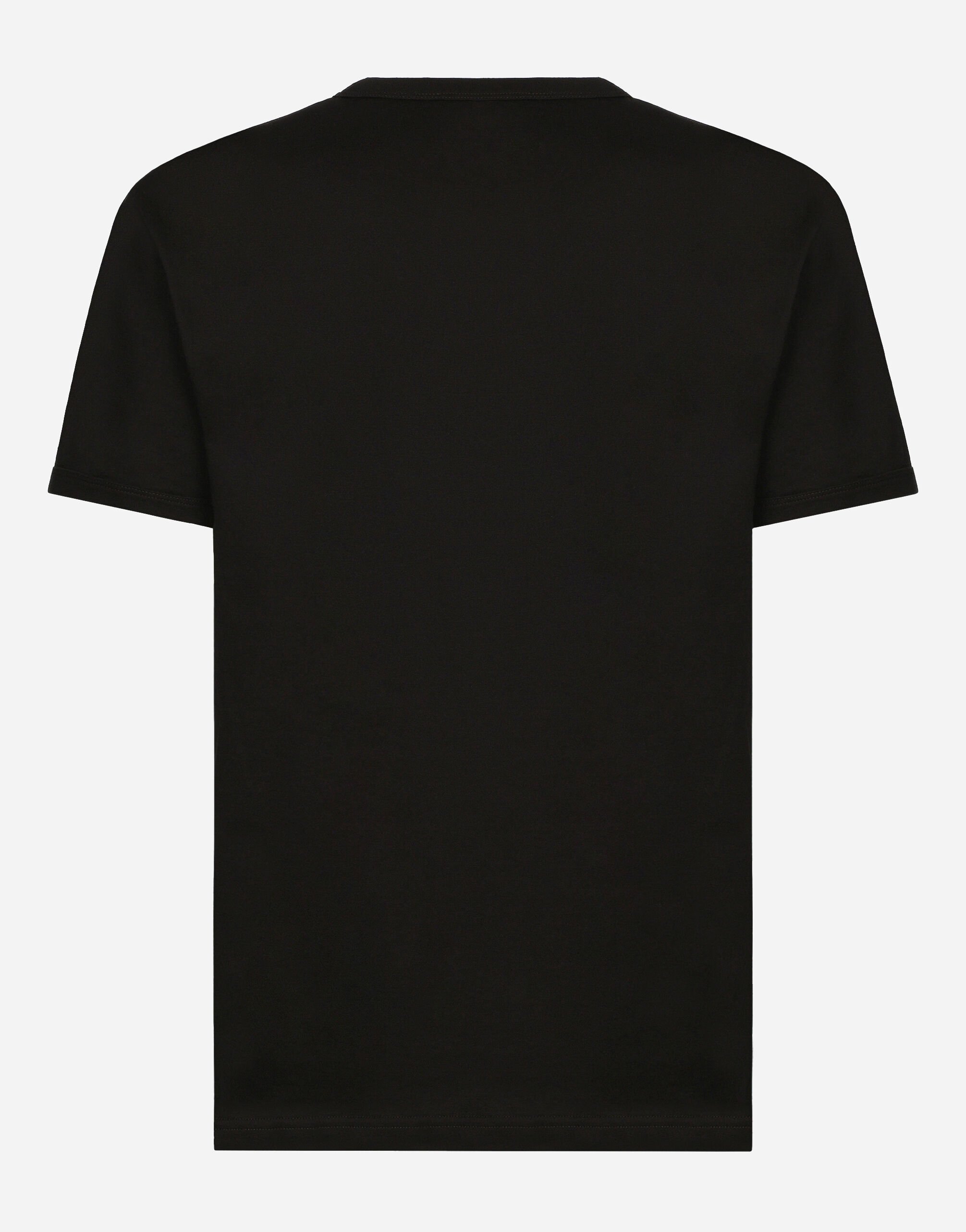 Cotton T-shirt with branded tag in Black for Men | Dolce&Gabbana® US