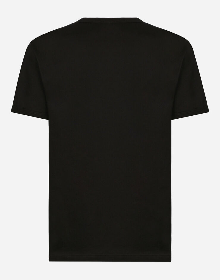 Dolce & Gabbana Baumwoll-T-Shirt mit Logoplakette Schwarz G8PT1TG7F2I
