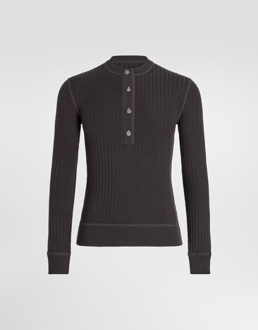 Dolce & Gabbana Serafino virgin wool pullover Grey GXX74TJCVZ3