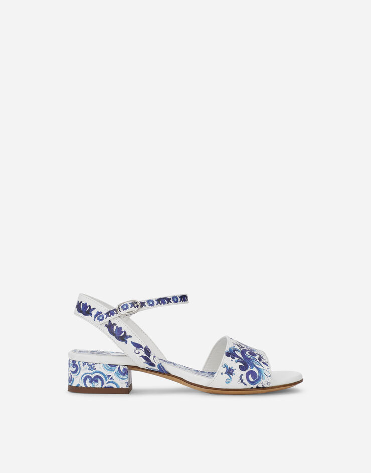 Dolce & Gabbana Sandalette aus Kalbsleder Majolika-Print Mehrfarbig D10935AC113