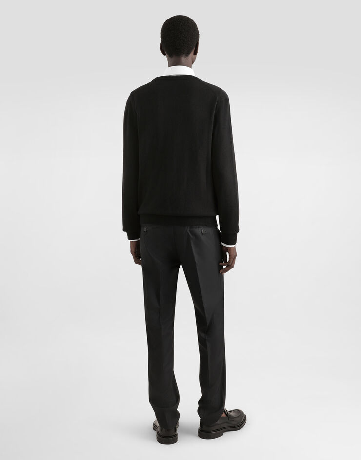 Dolce & Gabbana Cashmere and wool cardigan with branded tag Black GXO37TJGMG9