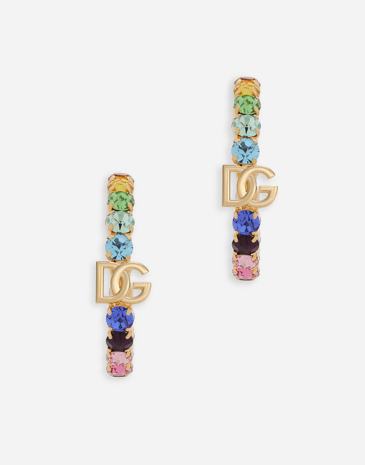 Dolce & Gabbana Hoop earrings with DG logo and colorful rhinestones Multicolore WEO6C2W1111